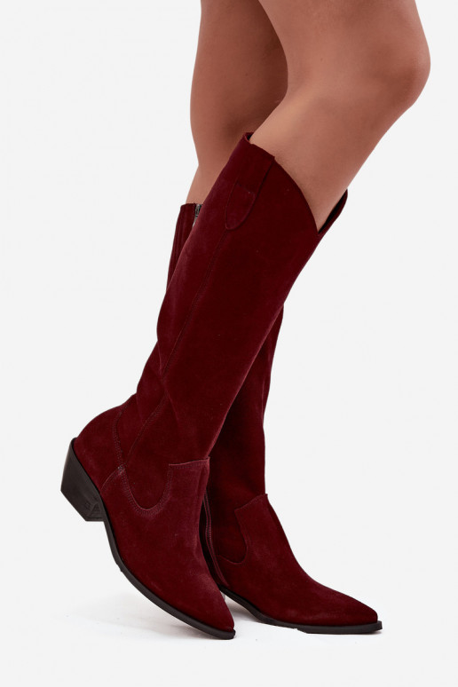 Cowboy Boots Made of Natural Suede Lined Zazoo 4225 Burgundy Cowboy Boots Made of Natural Suede Lined Zazoo 4225 Burgundy