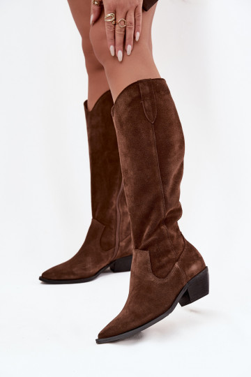 Cowboy Boots Made of Natural Suede Lined Zazoo 4225 Brown 2