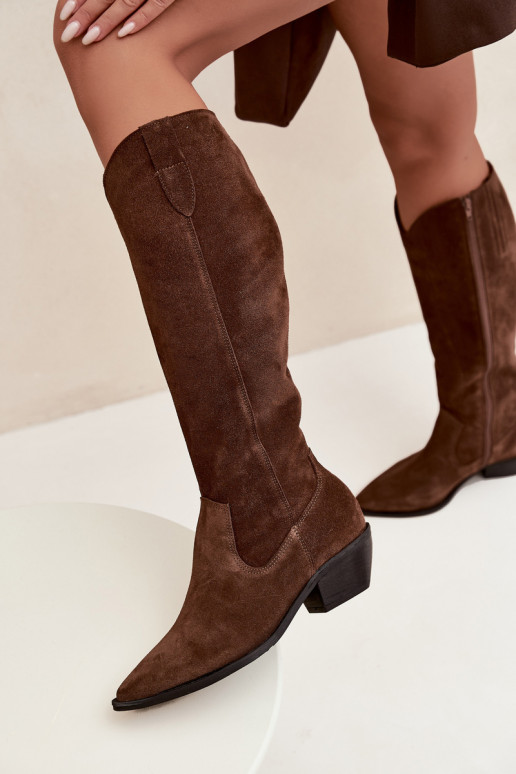 Cowboy Boots Made of Natural Suede Lined Zazoo 4225 Brown Cowboy Boots Made of Natural Suede Lined Zazoo 4225 Brown