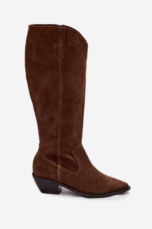 Cowboy Boots Made of Natural Suede Lined Zazoo 4225 Brown Cowboy Boots Made of Natural Suede Lined Zazoo 4225 Brown