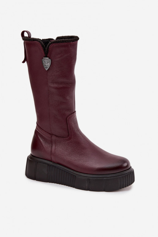 Women's Leather Boots With Wool Zazoo 70121 Bordeaux Women's Leather Boots With Wool Zazoo 70121 Bordeaux