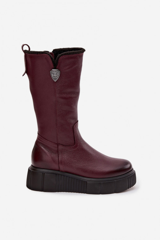 Women's Leather Boots With Wool Zazoo 70121 Bordeaux Women's Leather Boots With Wool Zazoo 70121 Bordeaux