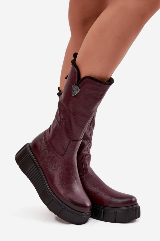 Women's Leather Boots With Wool Zazoo 70121 Bordeaux Women's Leather Boots With Wool Zazoo 70121 Bordeaux