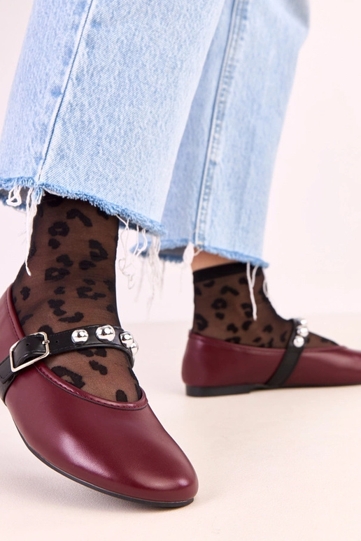 Bordowe baleriny ze zdobioną... Bordowe baleriny ze zdobioną...