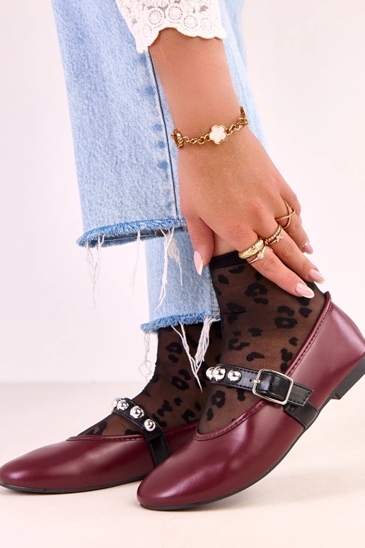 Bordowe baleriny ze zdobioną... Bordowe baleriny ze zdobioną...