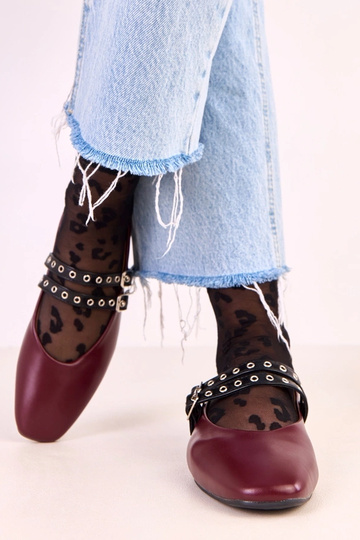 Bordowe baleriny z...