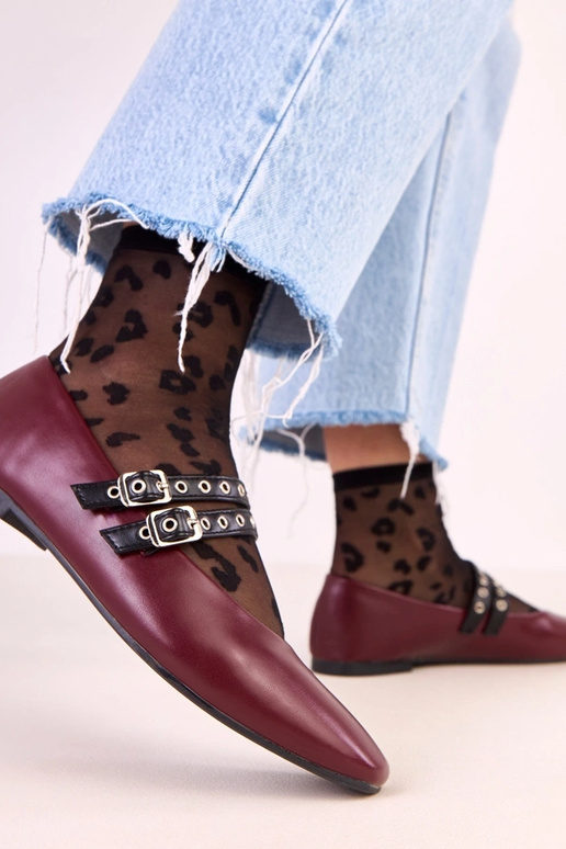 Bordowe baleriny z kwadratowym... Bordowe baleriny z kwadratowym...