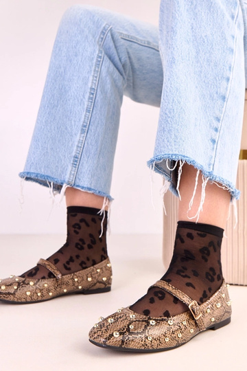 Brązowe baleriny z motywem... 2