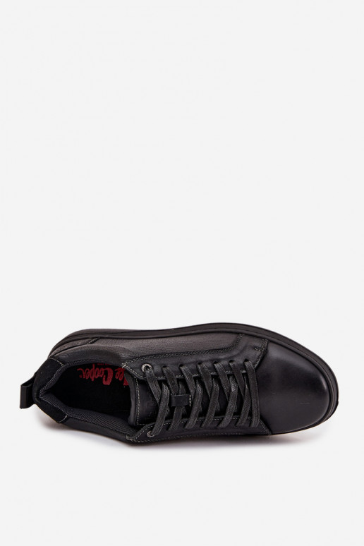 Skórzane Sneakersy Męskie Lee Cooper LCJ-25-33-3965 Czarne