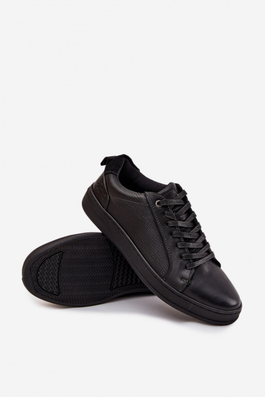 Skórzane Sneakersy Męskie Lee Cooper LCJ-25-33-3965 Czarne