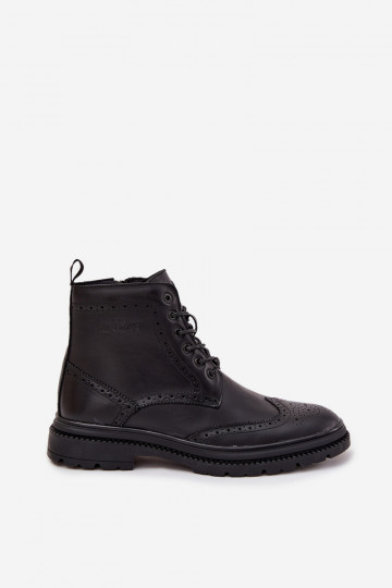 Skórzane Botki Męskie Lee Cooper LCJ-25-33-3961 Czarne 2