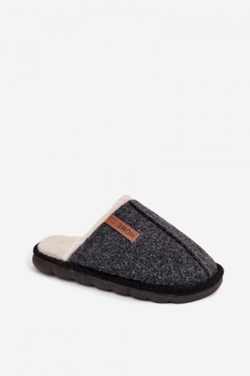 Men's slippers with warm fur Black Darielle