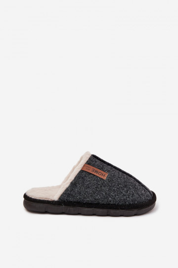 Men's slippers with warm fur Black Darielle 2