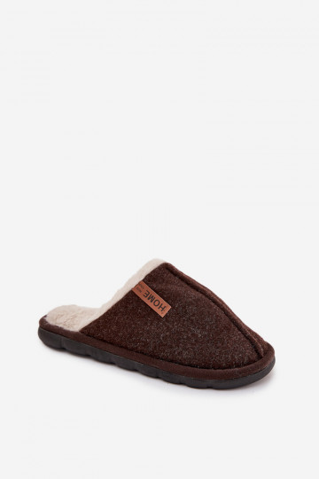 Men's slippers lined with warm fur chocolate Darielle