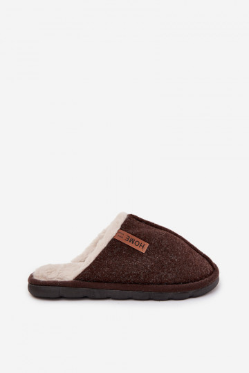 Men's slippers lined with warm fur chocolate Darielle 2