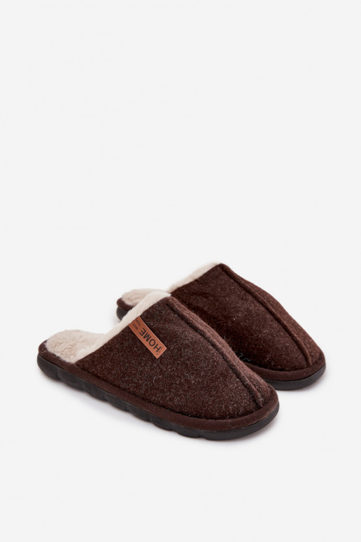 Men's slippers lined with warm fur chocolate Darielle Men's slippers lined with warm fur chocolate Darielle