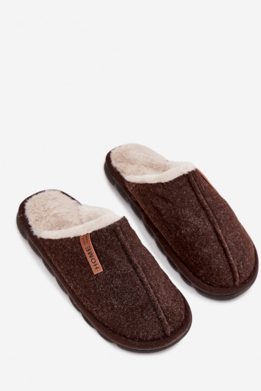 Men's slippers lined with warm fur chocolate Darielle Men's slippers lined with warm fur chocolate Darielle