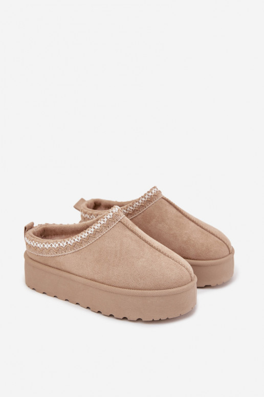 Children Youth Snow Boots With Embroidery On Platform Beige Jolisse Children Youth Snow Boots With Embroidery On Platform Beige Jolisse