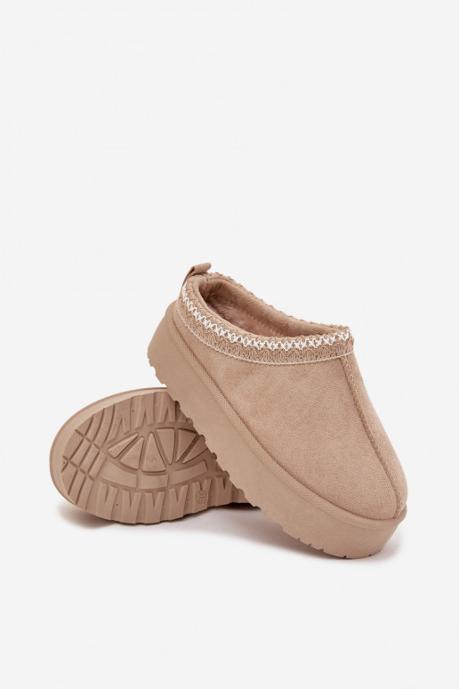 Children Youth Snow Boots With Embroidery On Platform Beige Jolisse Children Youth Snow Boots With Embroidery On Platform Beige Jolisse
