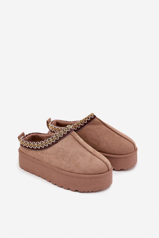 Children's Youth Snow Boots with Embroidery on Platform Khaki Jolisse Children's Youth Snow Boots with Embroidery on Platform Khaki Jolisse