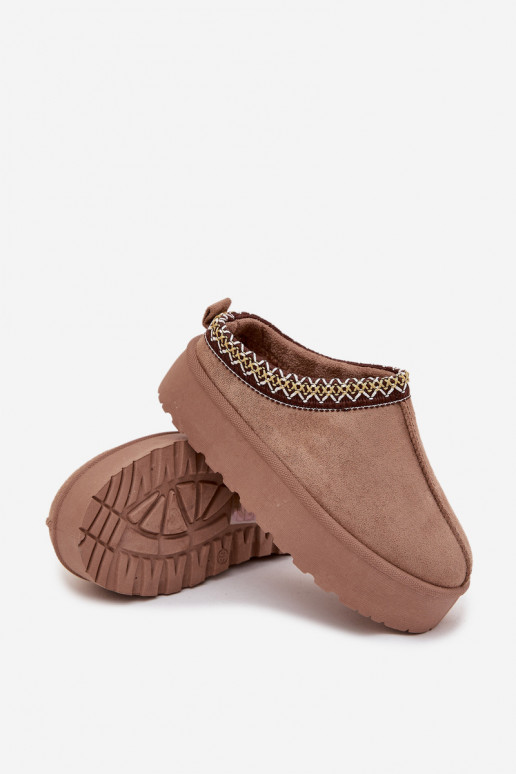 Children's Youth Snow Boots with Embroidery on Platform Khaki Jolisse Children's Youth Snow Boots with Embroidery on Platform Khaki Jolisse