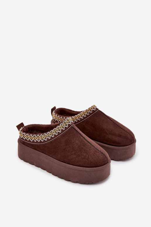 Children Youth Snow Boots With Embroidery On Platform Chocolate Jolisse Children Youth Snow Boots With Embroidery On Platform Chocolate Jolisse