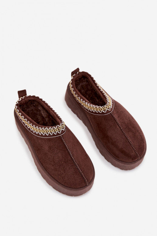 Children Youth Snow Boots With Embroidery On Platform Chocolate Jolisse Children Youth Snow Boots With Embroidery On Platform Chocolate Jolisse