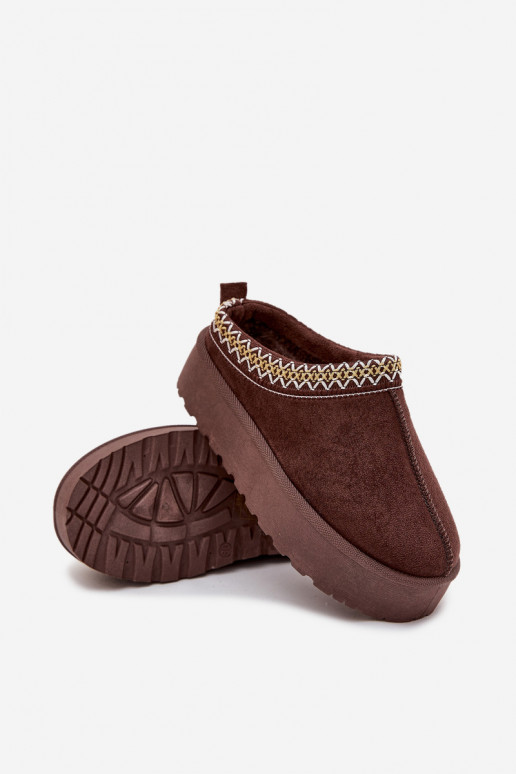 Children Youth Snow Boots With Embroidery On Platform Chocolate Jolisse Children Youth Snow Boots With Embroidery On Platform Chocolate Jolisse