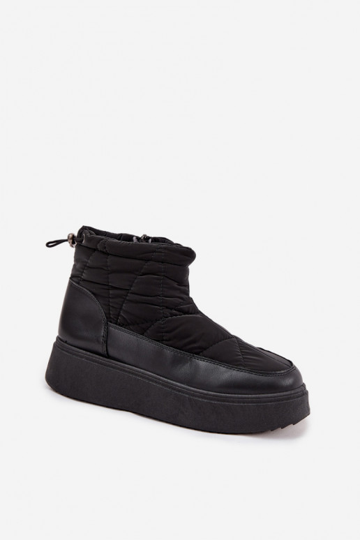 Śniegowce Damskie Na Platformie Ocieplane Futerkiem Czarne Tahlira