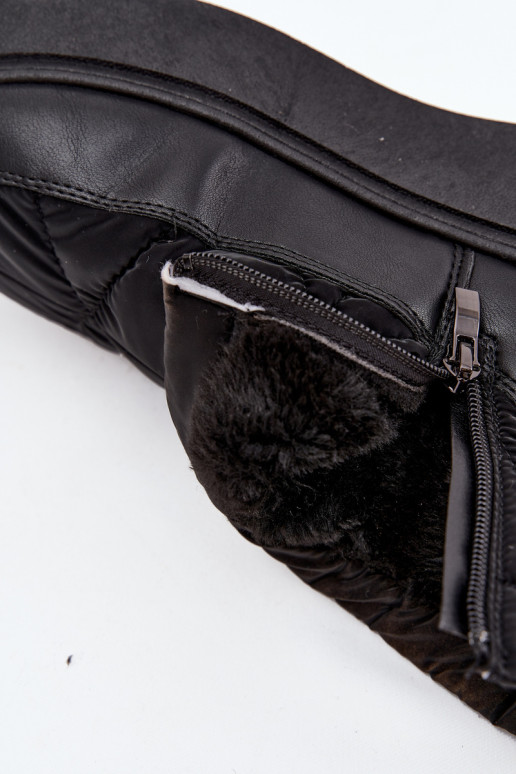 Śniegowce Damskie Na Platformie Ocieplane Futerkiem Czarne Tahlira