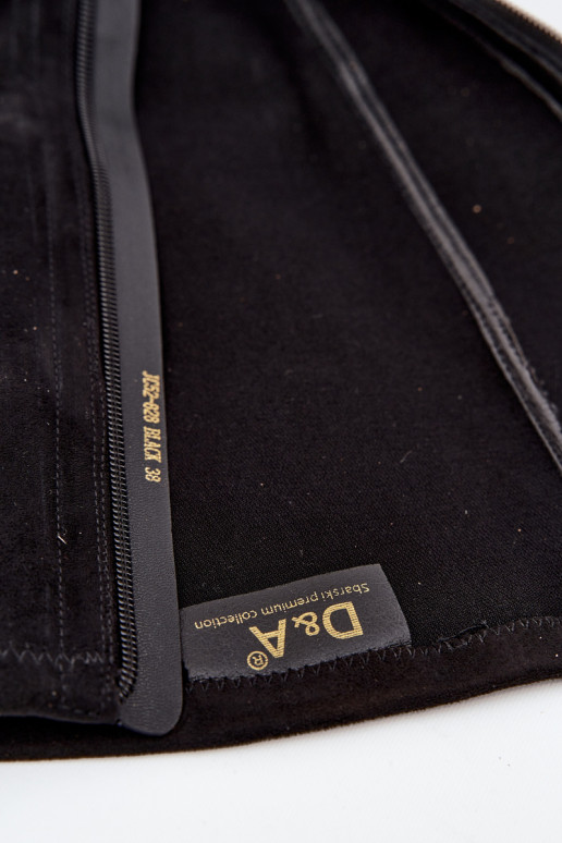 Kozaki Damskie Na KlockuwithOzdobną Kokardą D&A JC52-828 Czarne