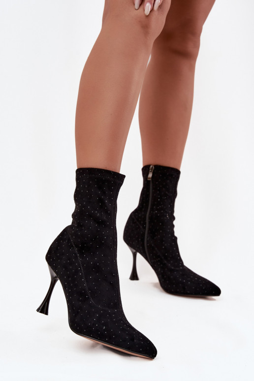 Embellished Women's Heeled Boots D&A JC52-882 Black Embellished Women's Heeled Boots D&A JC52-882 Black