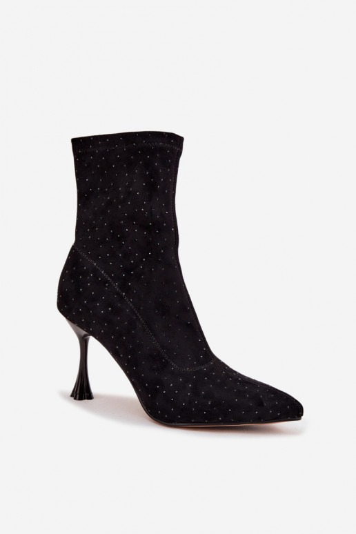 Embellished Women's Heeled Boots D&A JC52-882 Black Embellished Women's Heeled Boots D&A JC52-882 Black