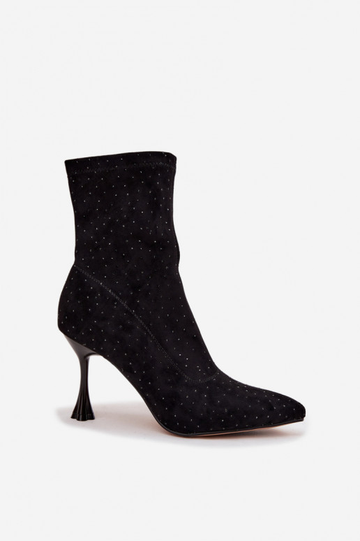 Embellished Women's Heeled Boots D&A JC52-882 Black Embellished Women's Heeled Boots D&A JC52-882 Black