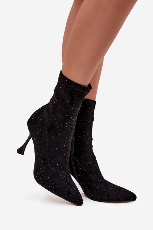 Embellished Women's Heeled Boots D&A JC52-882 Black Embellished Women's Heeled Boots D&A JC52-882 Black