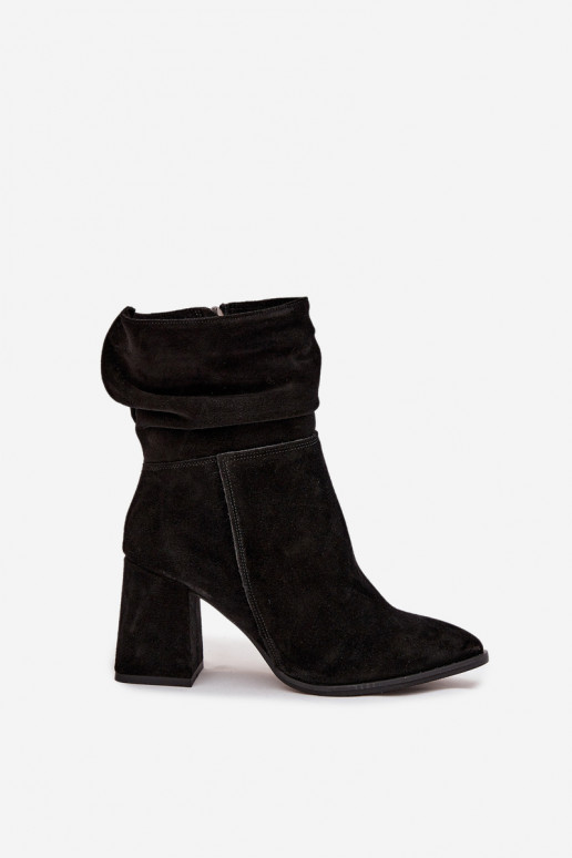 Ankle boots made of natural suede lined with a heel with gathering Zazoo 4216 Black Ankle boots made of natural suede lined with a heel with gathering Zazoo 4216 Black