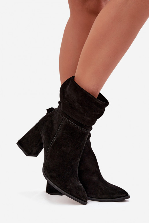 Ankle boots made of natural suede lined with a heel with gathering Zazoo 4216 Black Ankle boots made of natural suede lined with a heel with gathering Zazoo 4216 Black