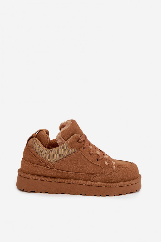 Sneakersy Damskie Ocieplane Futerkiem Camel Cyrissa