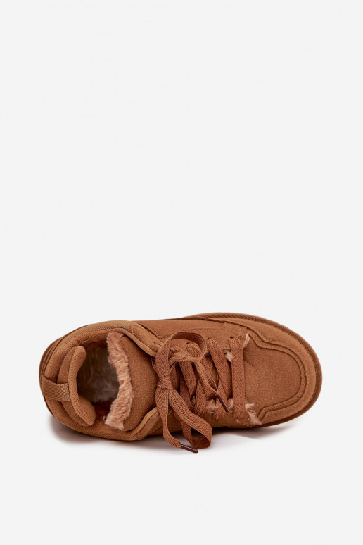 Sneakersy Damskie Ocieplane Futerkiem Camel Cyrissa