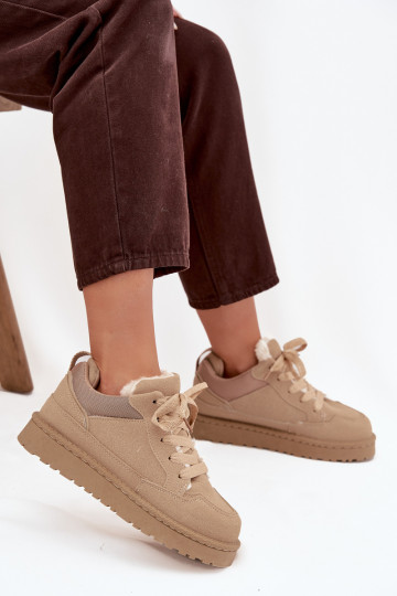 Women's Sneakers Lined with Fur Beige Cyrissa