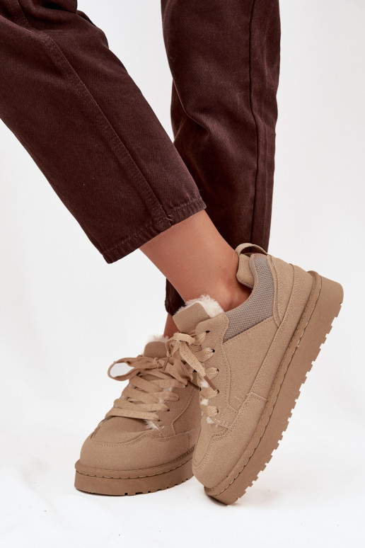 Women's Sneakers Lined with Fur Beige Cyrissa Women's Sneakers Lined with Fur Beige Cyrissa