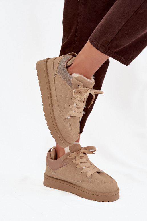 Women's Sneakers Lined with Fur Beige Cyrissa Women's Sneakers Lined with Fur Beige Cyrissa