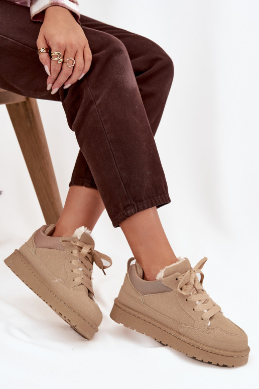 Women's Sneakers Lined with Fur Beige Cyrissa Women's Sneakers Lined with Fur Beige Cyrissa