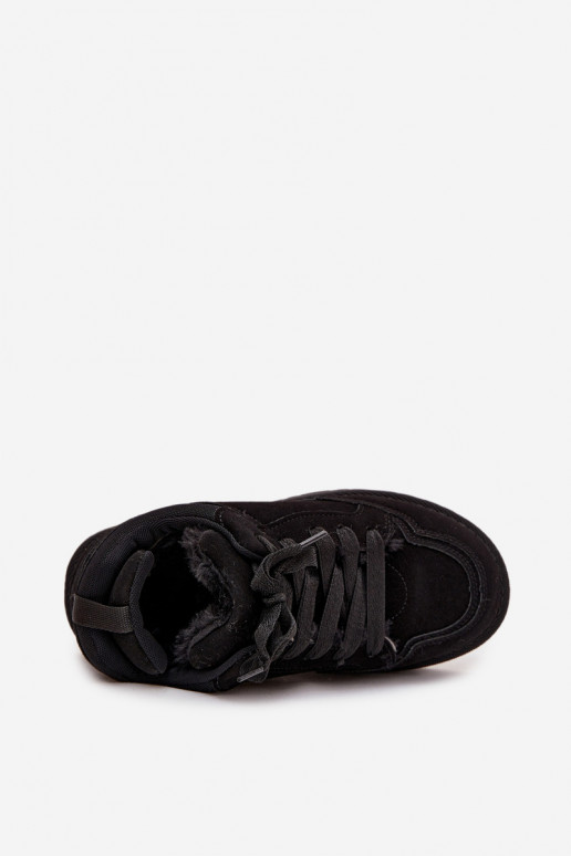 Sneakersy Damskie Ocieplane Futerkiem Czarne Cyrissa