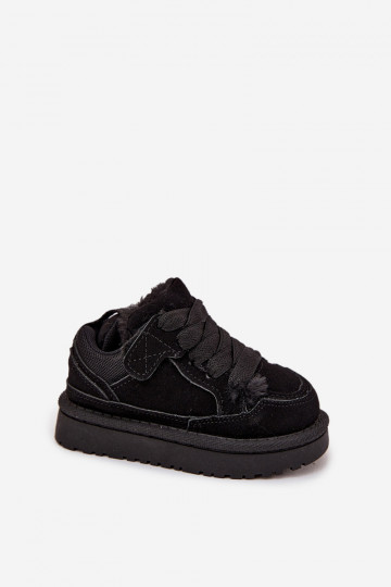 Dziecięce Sneakersy Ocieplane Futerkiem Czarne Mireen