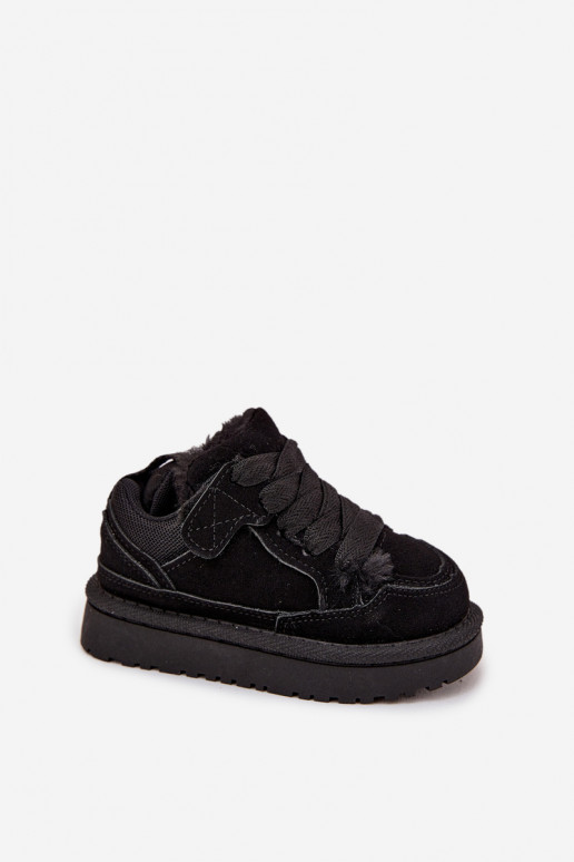 Dziecięce Sneakersy Ocieplane Futerkiem Czarne Mireen Dziecięce Sneakersy Ocieplane Futerkiem Czarne Mireen