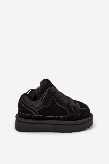 Dziecięce Sneakersy Ocieplane Futerkiem Czarne Mireen 2
