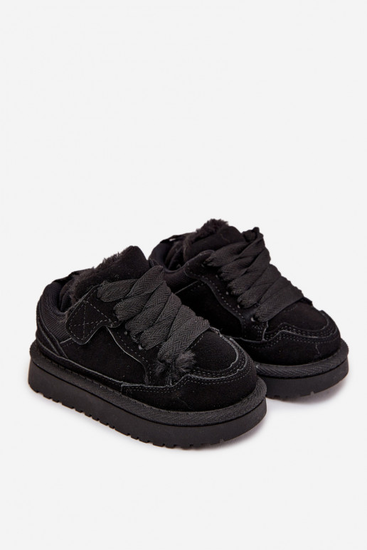 Dziecięce Sneakersy Ocieplane Futerkiem Czarne Mireen Dziecięce Sneakersy Ocieplane Futerkiem Czarne Mireen