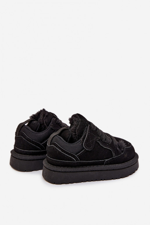 Dziecięce Sneakersy Ocieplane Futerkiem Czarne Mireen Dziecięce Sneakersy Ocieplane Futerkiem Czarne Mireen