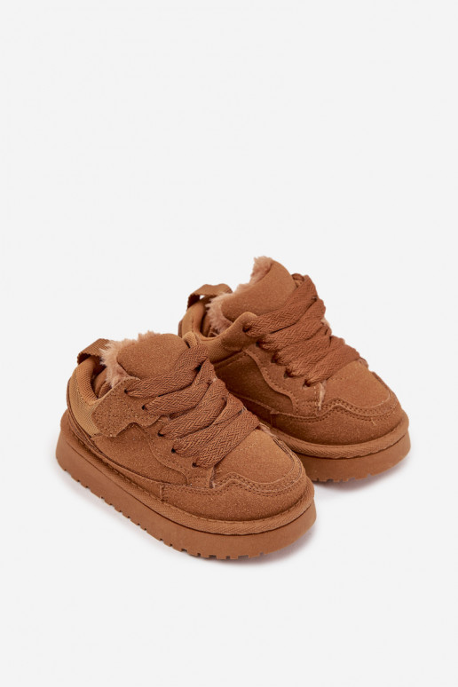 Dziecięce Sneakersy Ocieplane Futerkiem Camel Mireen Dziecięce Sneakersy Ocieplane Futerkiem Camel Mireen
